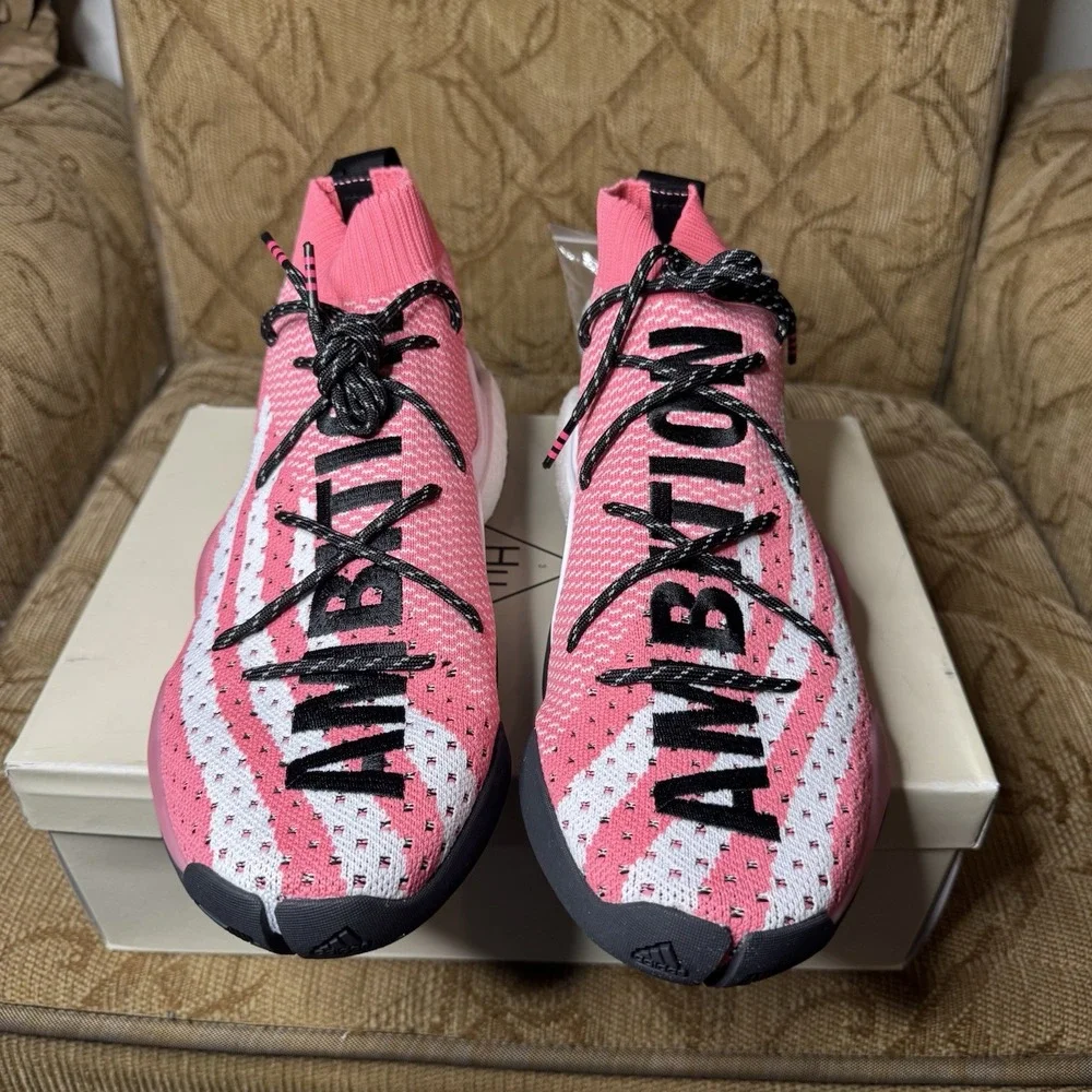 Adidas Pharrell William Crazy BYW LVL X‎ Ambition Sneakers US 10 Pink White Lace